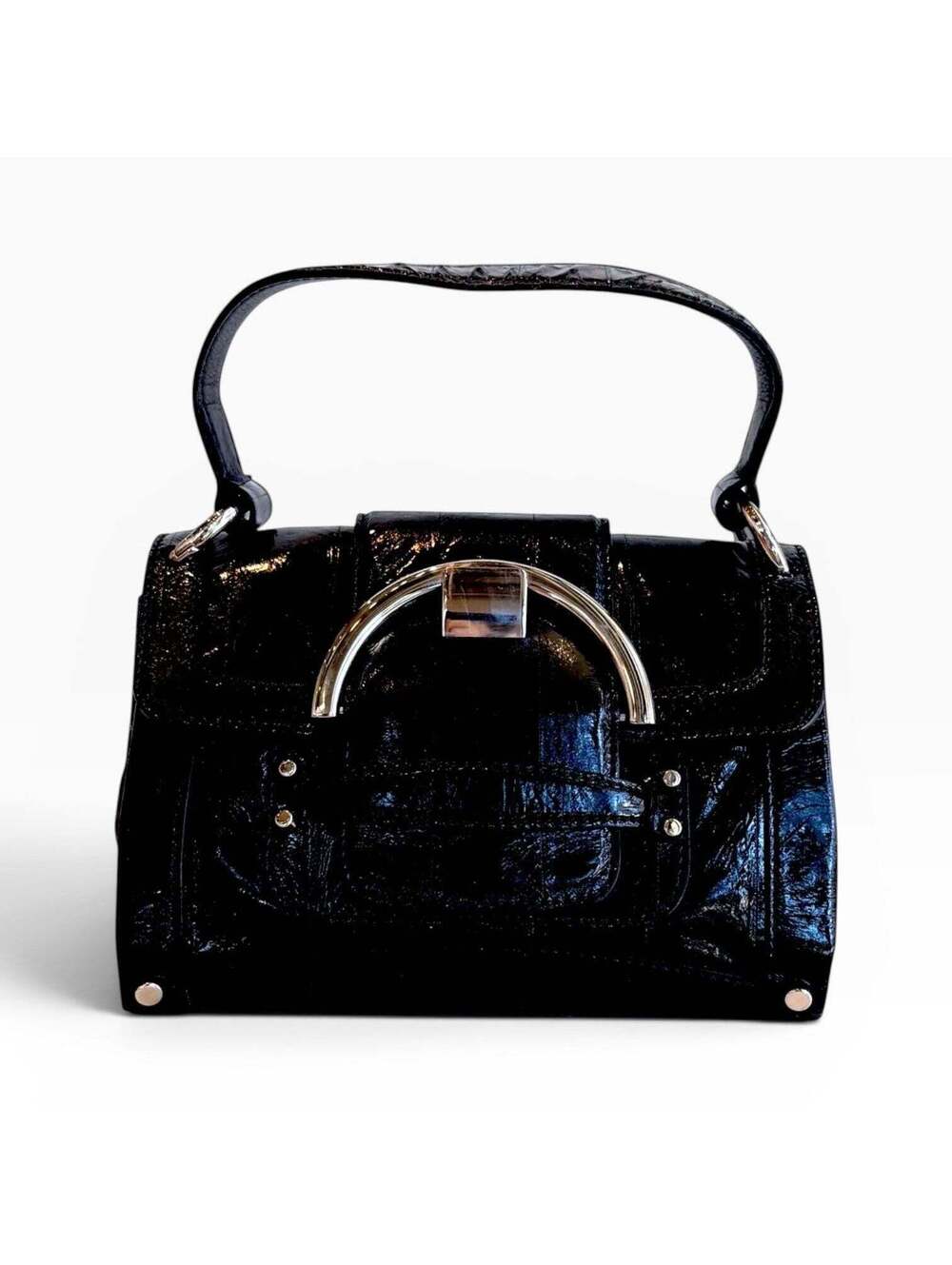 Vintage Sergio Rossi Black Eel Skin Bag